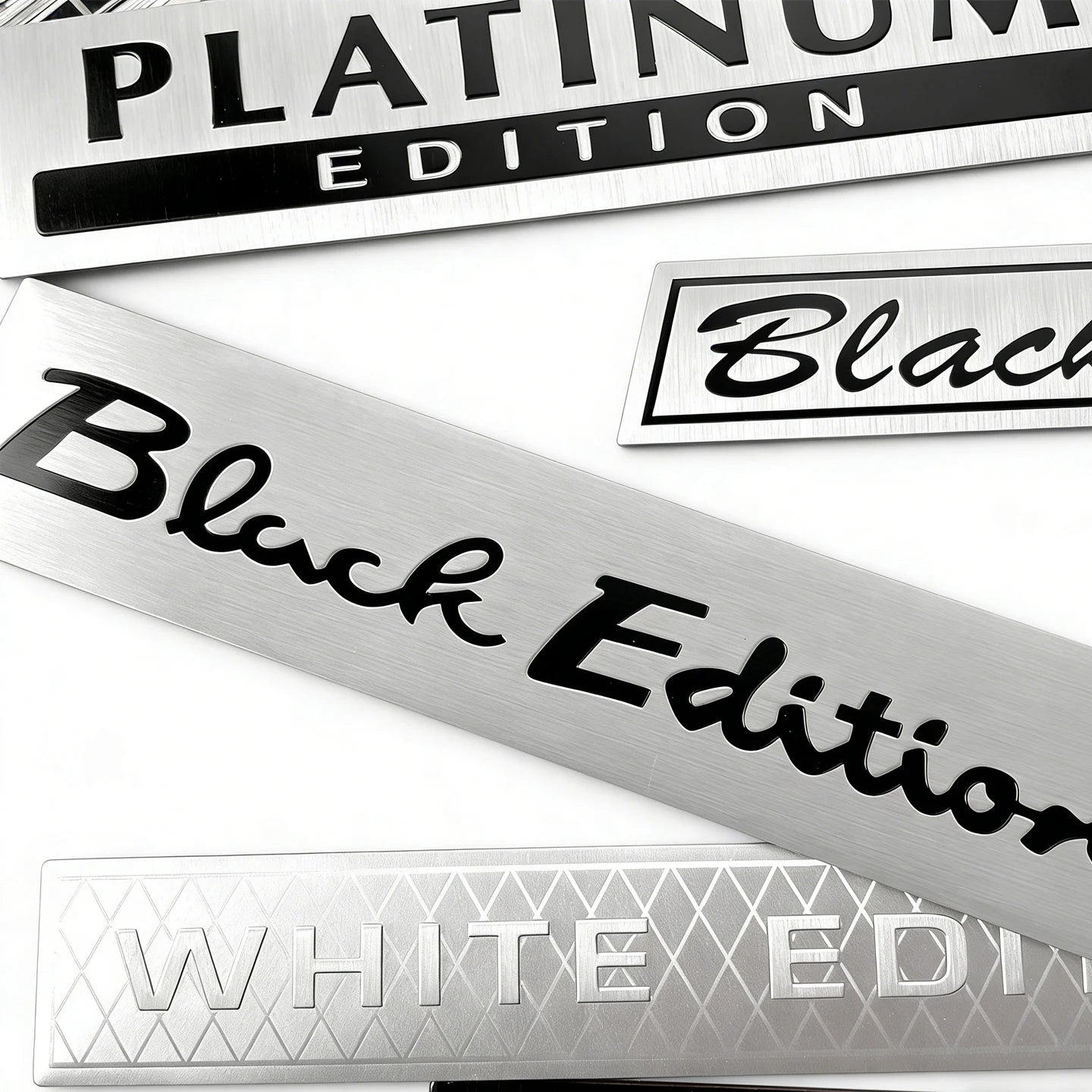 2 PCS Black White Platinum Edition 3D Aluminium Car Stickers Accessories Auto Body Tail Emblem Decals For Toyota Ford Opel Lexus