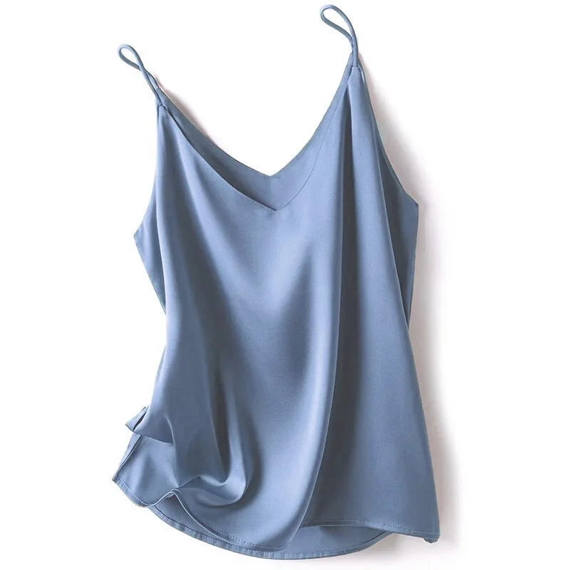 Women's V-Neck Camisole Tank Top — Slim Sleeveless Y2K Crop Top