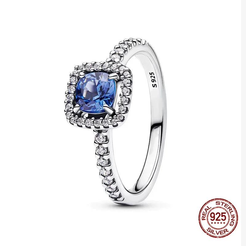 New in 925 Sterling Silver Sun and Moon Love Princess Zircon Oxide Enamel Heart Love Rings Fashion Fine Jewelry For Women Gifts