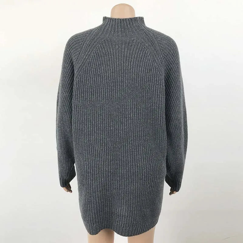 Women's Turtleneck Sweater Dress - Oversized Knit Mini Dress - photo 3