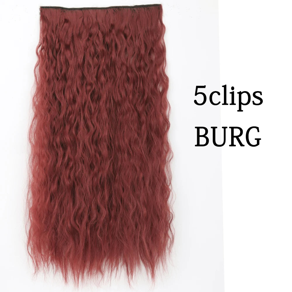 Synthetic 5 Clip In Hair Extensions Long Curly Hairstyle Hairpiece Natural Brown Black 80cm Heat Resistant  Fake Hair For Women