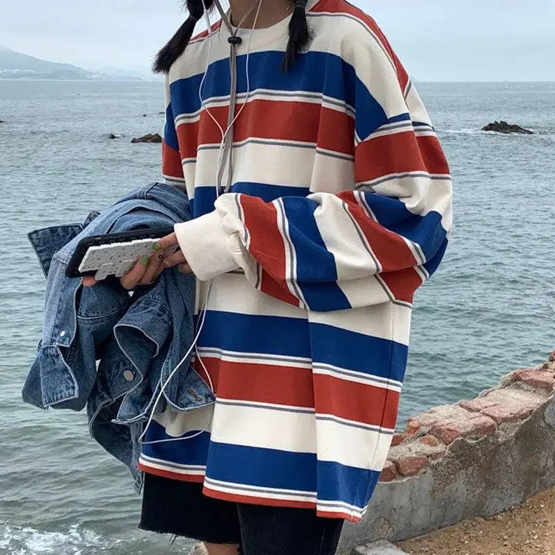 Women T shirts four seasons Woman clothing Y2k Top Sweatshirt 2026 korean Fashion Long Sleeves Tee Loose Couple Graphic T-shirt
