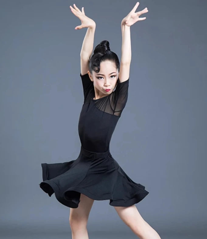 Girls short-sleeve Latin competition dress