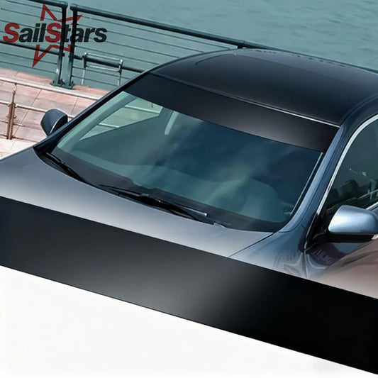 Matte Black Car Sunshade Perforated Vinyl Film Auto Front Windshield Self-Adhesive Decal Stickers