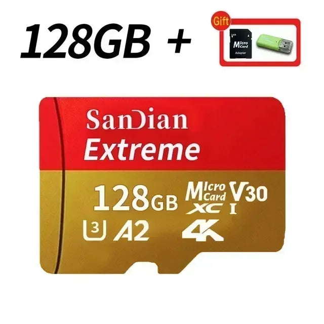 High Speed Micro TF SD Card 128GB 256GB Class10 U3 V30 Up to 100MB/s for Camera Drone Driving Recorder Waterproof Memory Card