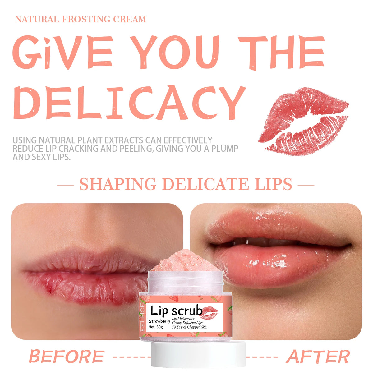 Lip Scrub Fruit Strawberry Orange Honey Brightening Lip Color Exfoliating Deep Cleaning Dead Skin Lipstick Moisturizing Lip Care