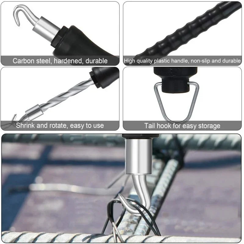 2026 New Semi-Automatic Rebar Tying Machine Wire Knoting Pliers Straight Pull Bar Binding Hook Construction Site Winding Tool
