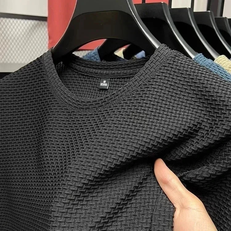 Men's Bamboo Ice-Silk Tee - Mesh Short Sleeve, Cool Slim Fit