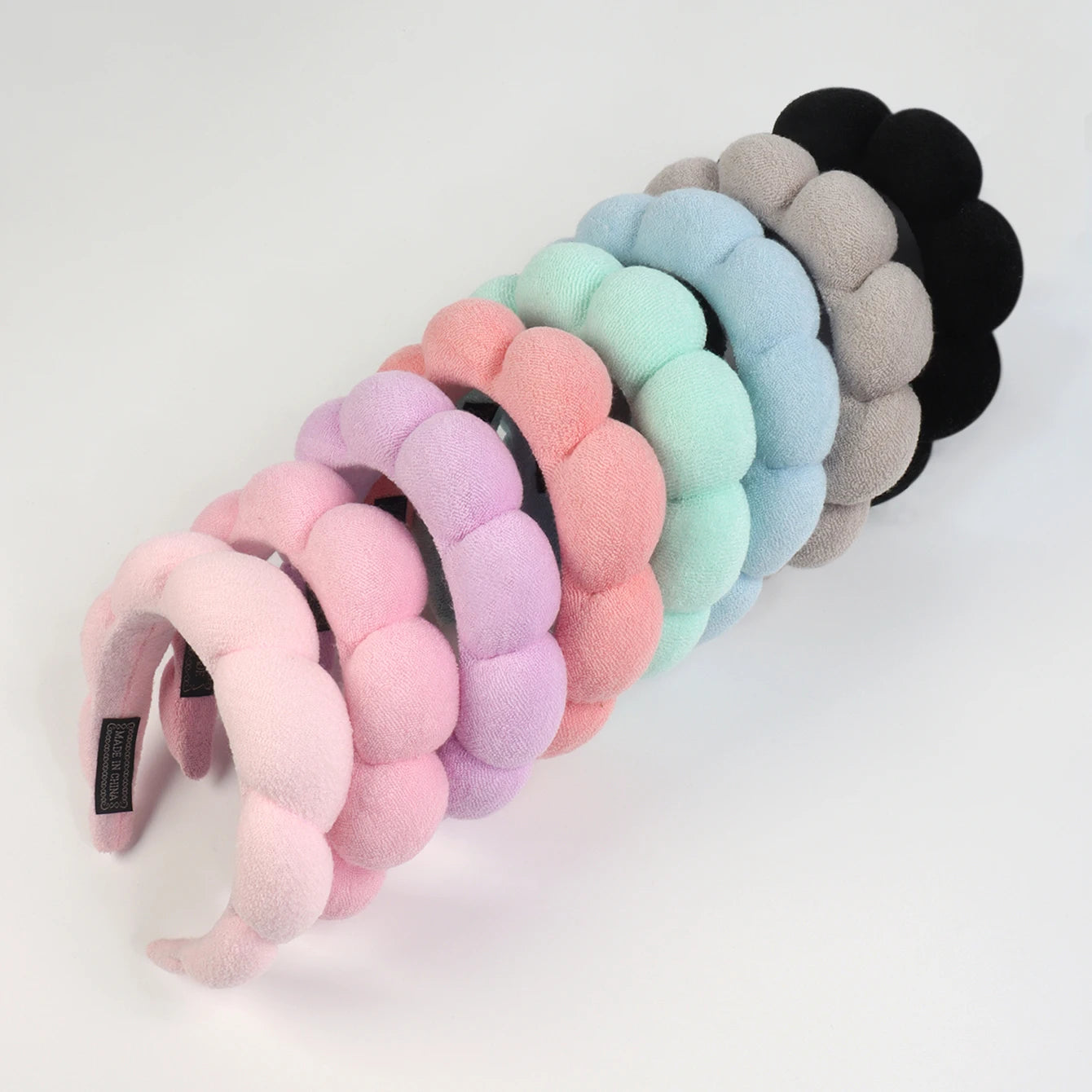 Spa Bubble Headband for Washing Face – Microfiber Puffy Scrunchie Wristband for Skincare & Makeup Routine