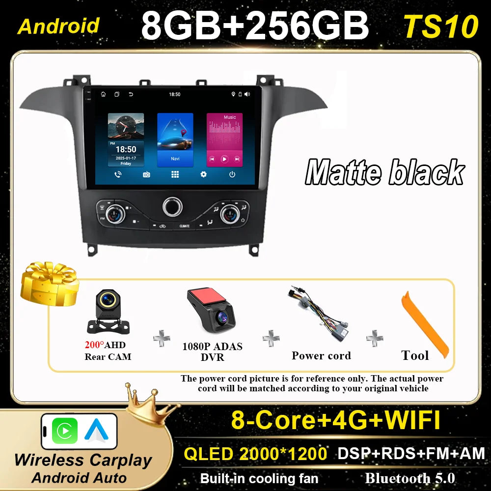 Android 16 For Ford S Max S-MAX 2006-2015 For Ford Galaxy 2014 Auto Multimidia Video Player Carplay Radio Stereo  Car Dvd WIFI