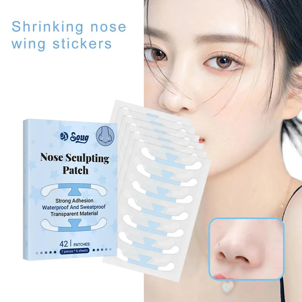 42PCs Invisible Shrink Nose Patch For Cosplay Lifting Nose Shrink Beauty Strips Slimming Nose Wing Stickers Nose Shaper Makeup