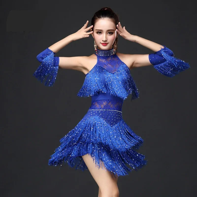 Women's fringe Latin dance dress for tango and samba