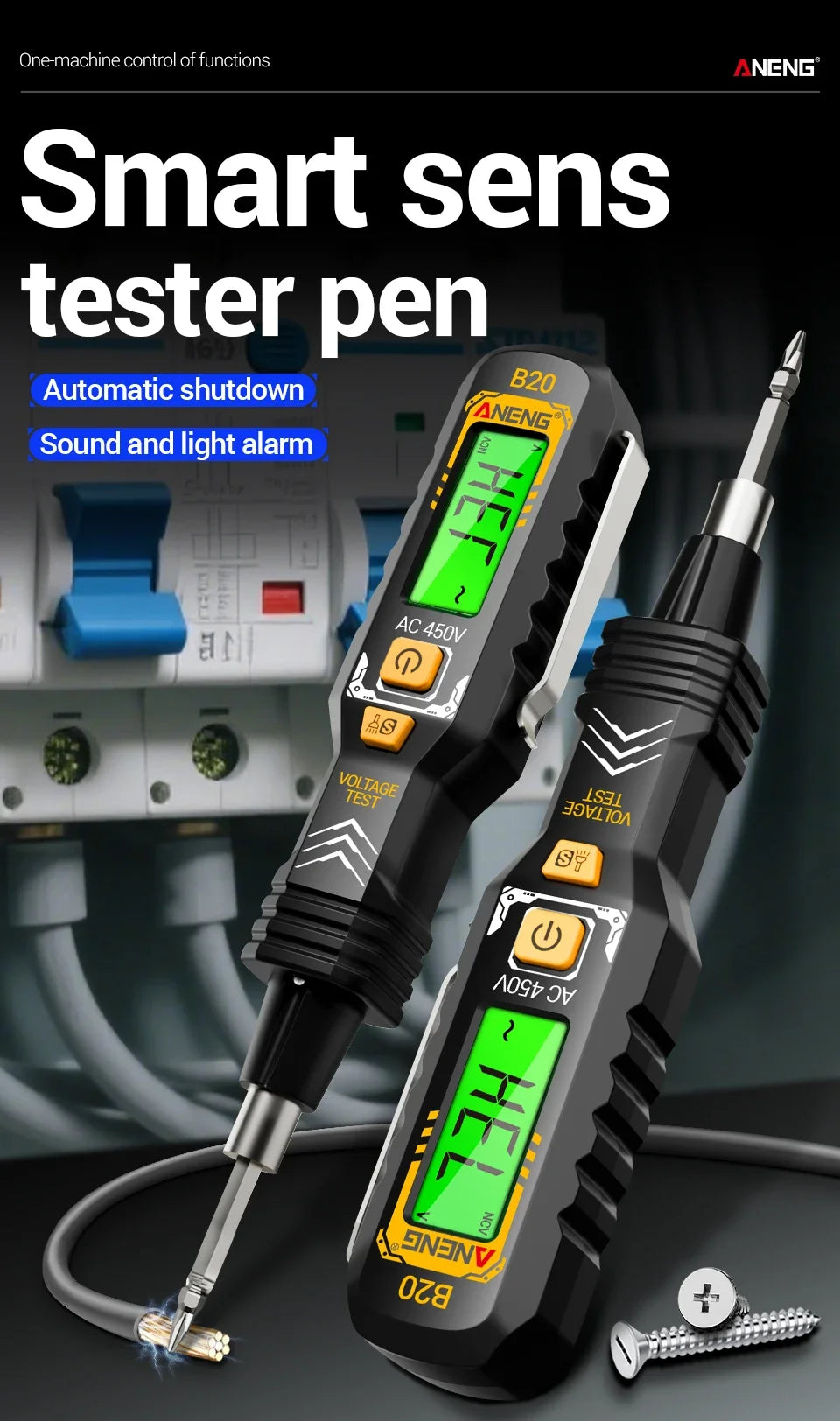 ANENG B20 Insulated Screwdriver Double Head Dual-use Slotted Cross Tester Pen Screw Driver Repair Voltage Meter Hand Tools