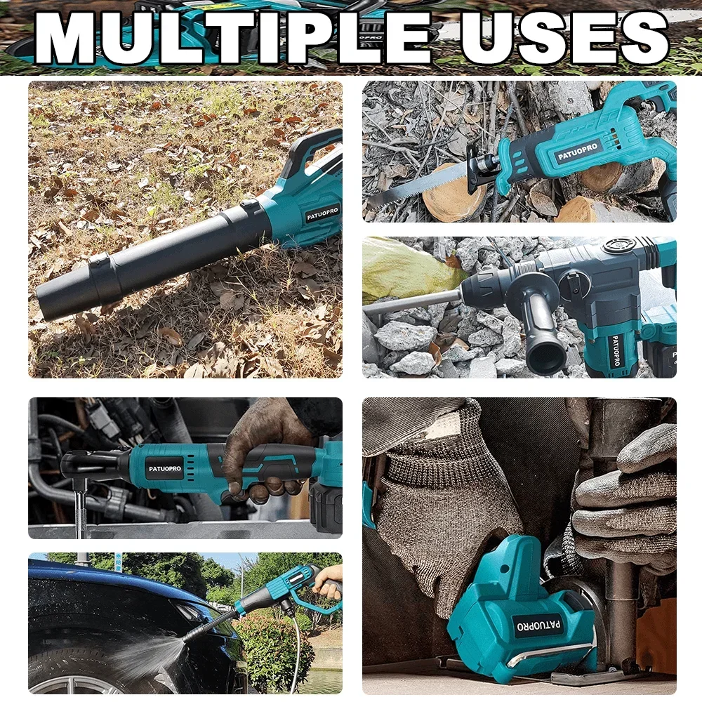 PATUOPRO 18-21V 2.0-6.0Ah Rechargeable Lithium Battery For Makita 18V Cordless Wrench Saw Drill Angle Grinder Blower Screwdriver