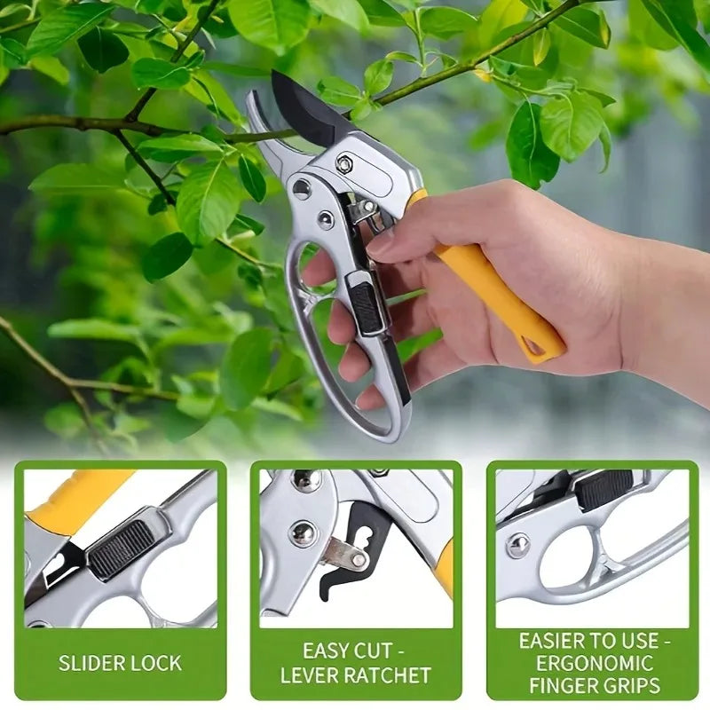 Ergonomic Pruning Shears - Titanium-Plated Alloy Steel, Quick Efficient Cuts, Labor-Saving Spring, For Garden and Fruit Picking