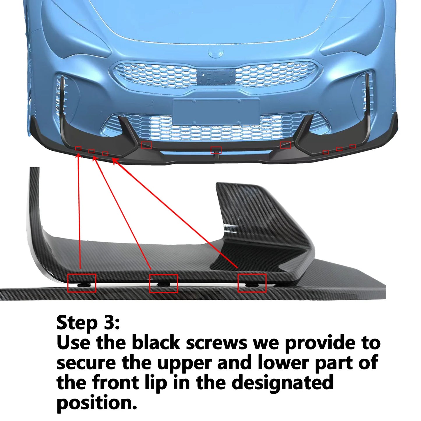 For Kia Stinger 2026-2026 A Set Of Front Bumper Lip Ad Style Car Accessories Carbon Fiber Painted Glossy Black Body Kit