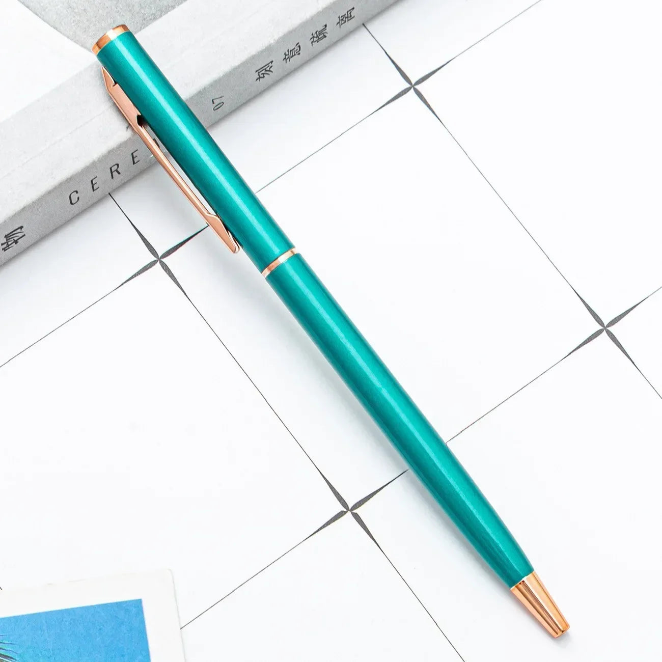 20-200 Pens New Slim Metal Ballpoint Pens Rose Gold Custom Logo Advertising Lettering Engraved Name School Office Supplies Gifts