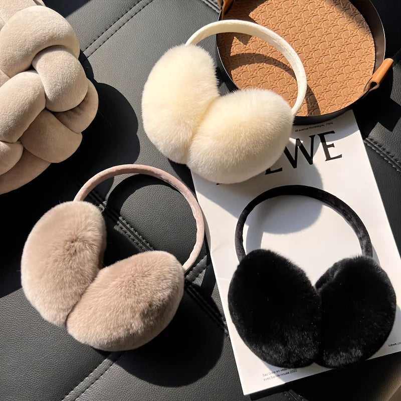 Plush Earmuffs for Women, Winter Warm Faux Fur Ear Warmers, Fashionable Ear Muffs for Cold Weather, Outdoor Skiing & Daily Wear,