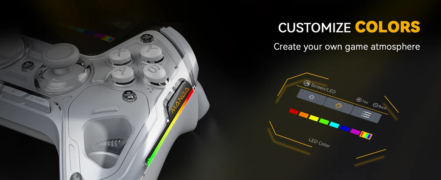 Manba One V2 Wireless Gaming Controller for Switch/PC/iOS/Android Hall Effect Stick RGB Light 1800mAh with Charging Dock