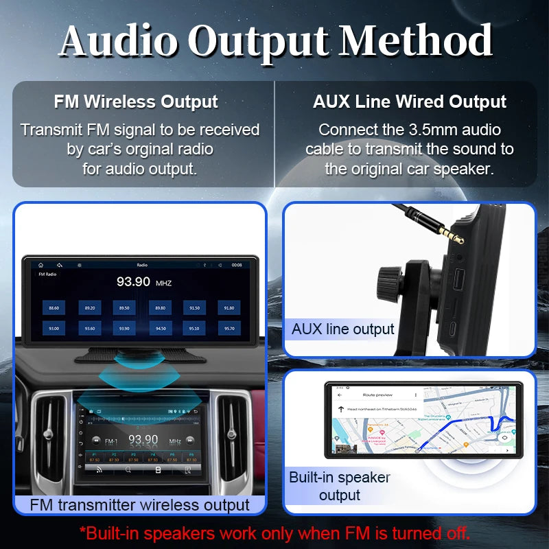 Hippcron 10.26'' Car Radio Screen Multimedia Video Player Wireless Carplay Android Auto Mirrorlink BT AUX TF USB Universal