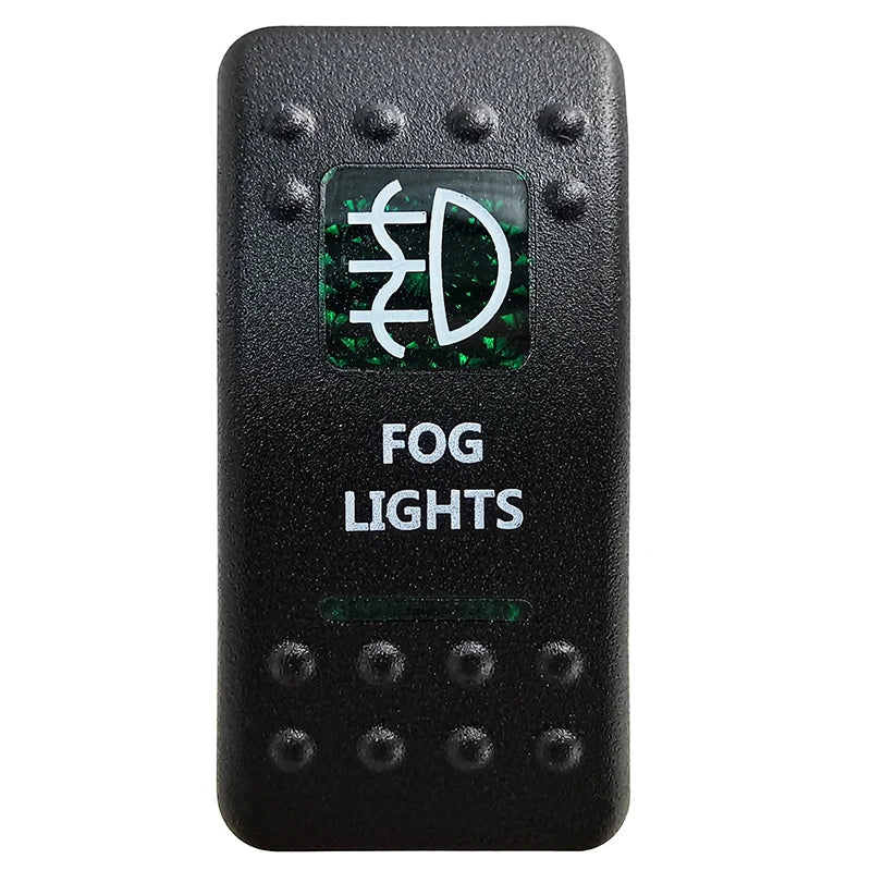 Green LED Rocker Switch - Waterproof SPST & DPDT Options