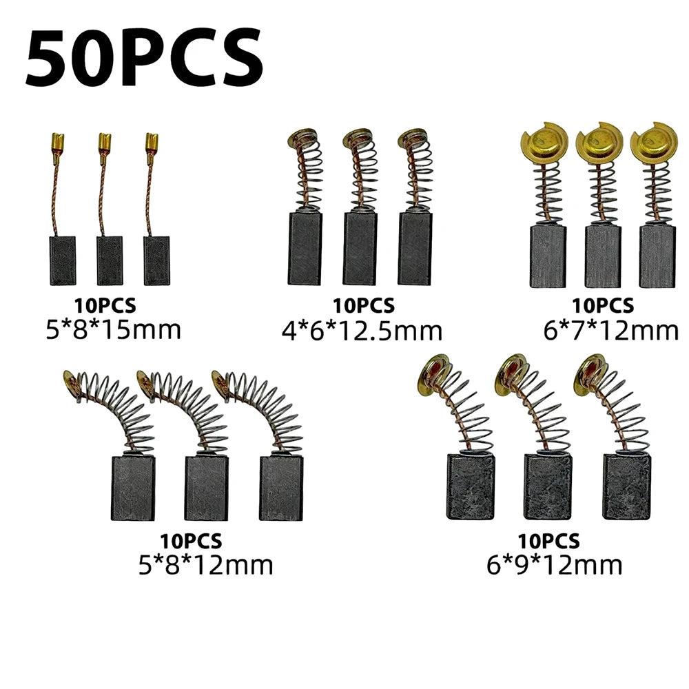 100/50x Carbon Brush Repair Kit Power Tool Electric Motor Replacement Parts Universal Adaptation  Carbon Brushes Mixed Set