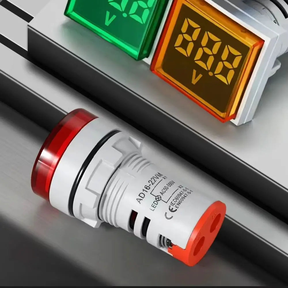 Mini LED Digital Display Voltmeter Alternating Current 60V-500V Digital Display Indicator Aperture 22mm Signal Lamp