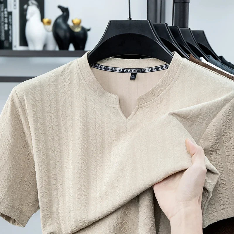 Men's Bubble-Texture Polo - Notched Collar, Soft Stretch Knit