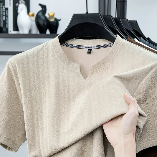 Men's Bubble-Texture Polo - Notched Collar, Soft Stretch Knit