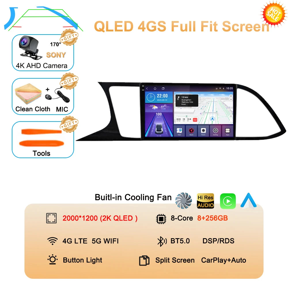 Android Car Stereo for Seat Leon 3 MK3 (2012–2020) — CarPlay, Android Auto, GPS, 4G, 360° Camera Ready