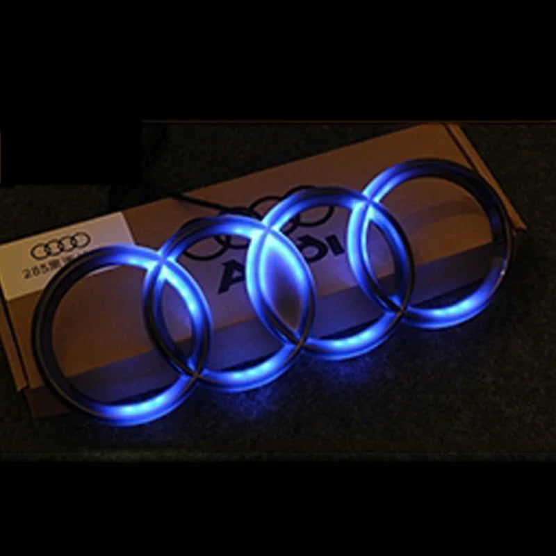 for Audi 273/285mm Dynamic Car Front Grille Emblem Streamer Badge Light A7 A3 A4 A6 Q3 Q5 Q7 Q8 Logo Car sticker