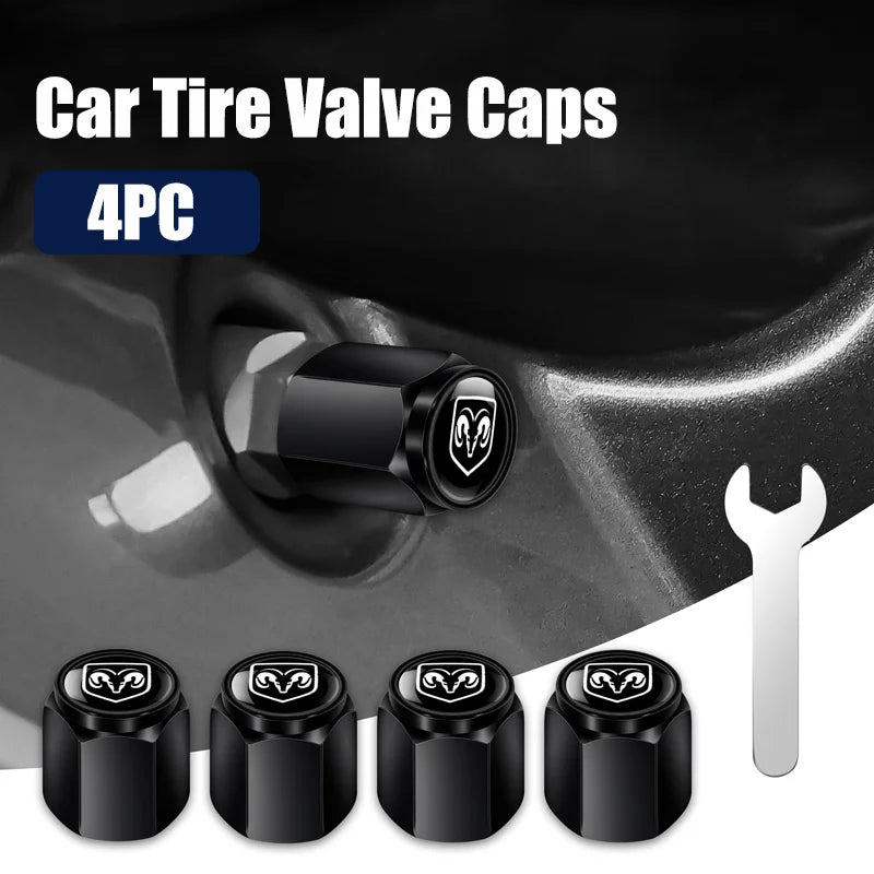 Metal Tire Valve Stem Caps (4-Pack) - Dodge SRT, RAM, Charger, Challenger