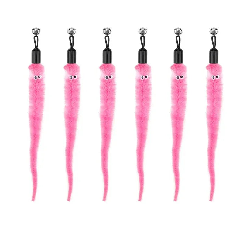 Cat Feather Toy Accessories False Birds Worm Toy with Bell Kitten Cat Toys Interactive Replacement Refill Foam Ball Training