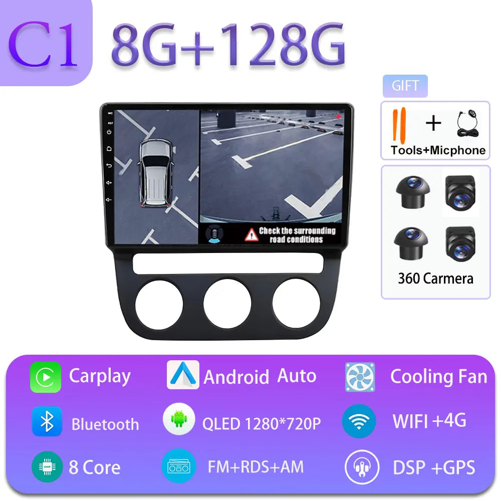 Android Car Stereo for VW Golf Mk5, Jetta GLI, Rabbit 1K (2006–2010) — CarPlay, Android Auto, GPS, 4G, WiFi