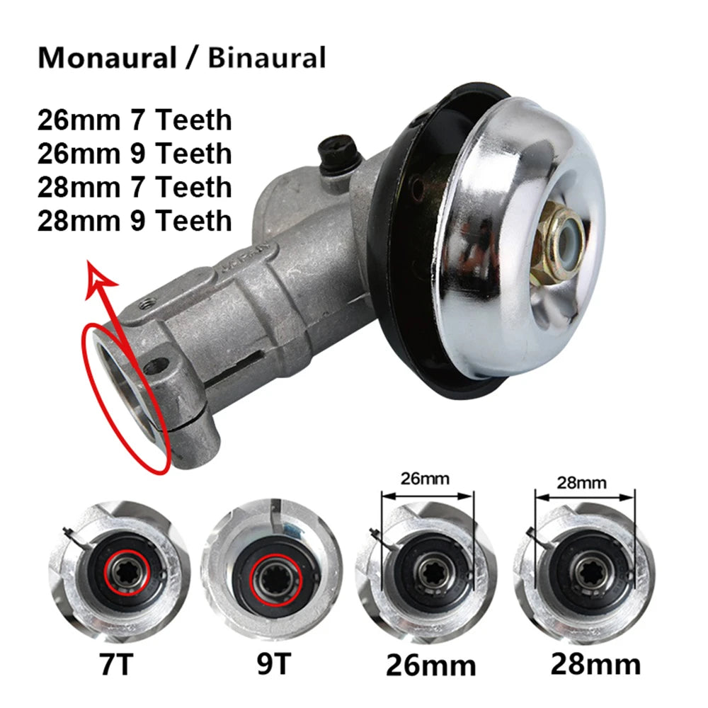 26mm/28mm Trimmer Gearbox Gearhead Brushcutter Grass Trimmer Replace Gear Head Lawn Mower Parts Gardening Tool 7 9 Teeth