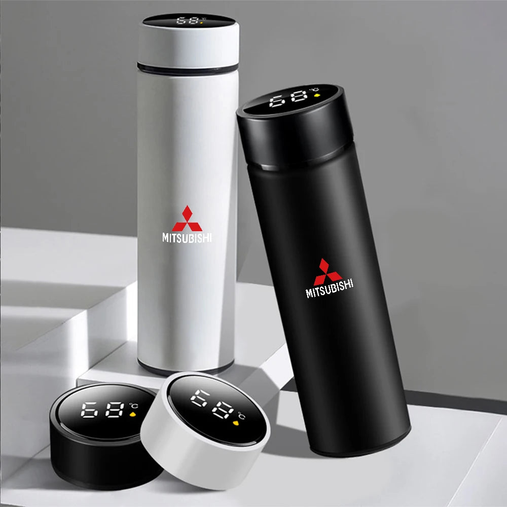 Stainless Steel Car Badge Thermos Mug Leak Proof Thermo Cup Smart Thermos Kettle For Mitsubishi Ralliart Pajero Eclipse Asx L200