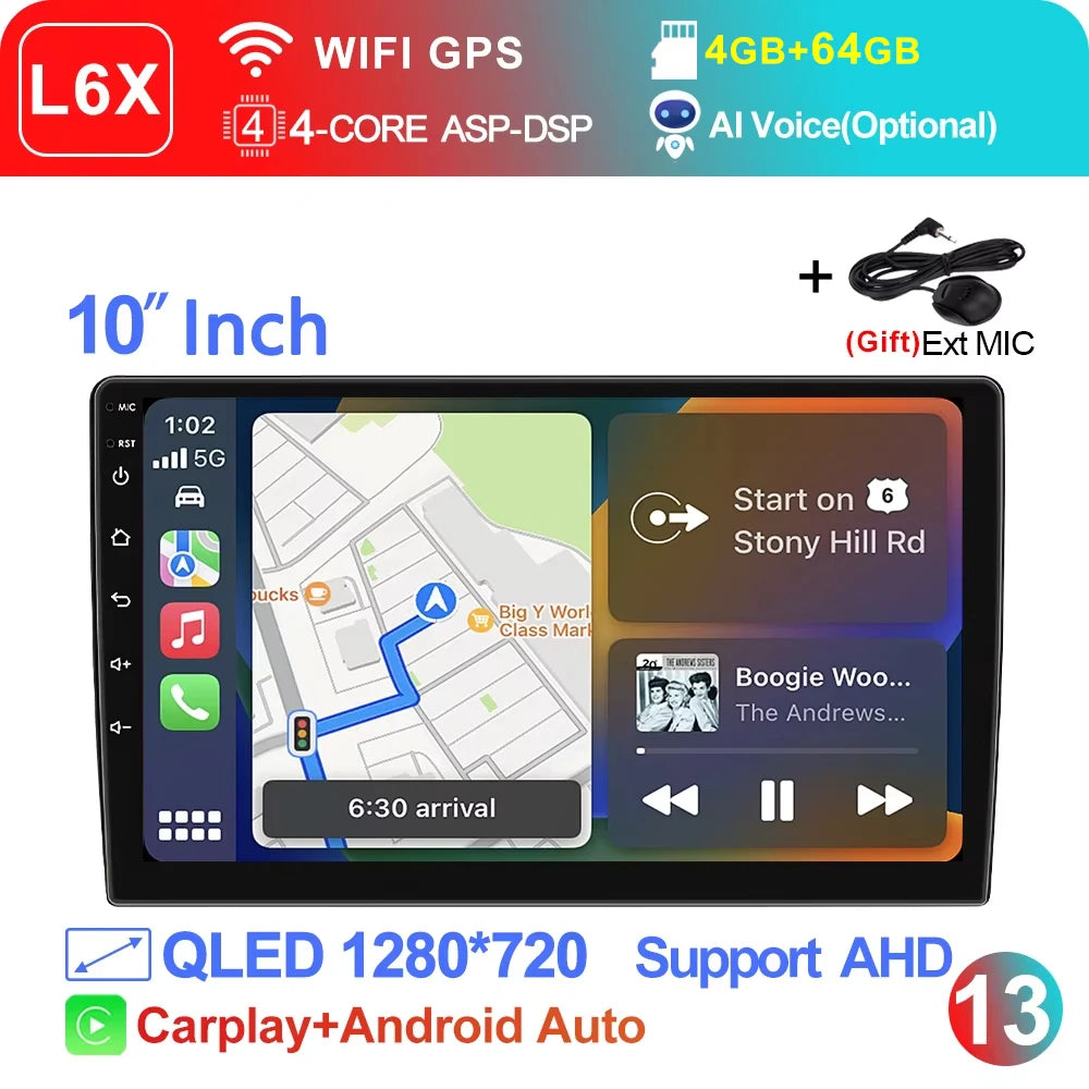LEHX Wireless Carplay 2din Android 14 Car Radio Multimedia Video Player Universal 7/9/10 inch AutoRadio GPS Navigation 4G WiFi