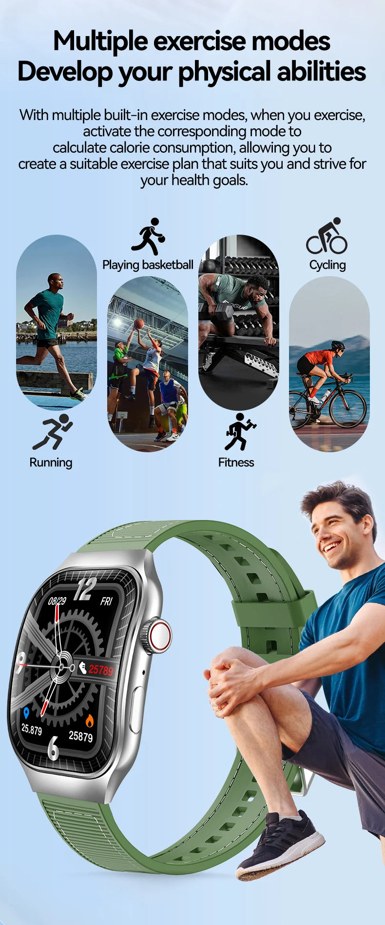 LAXASFIT New Bluetooth Call Smart Watch for Men 2.01" HD Curved Screen Sports Watch Health Monitor Smart Watch for Android iOS