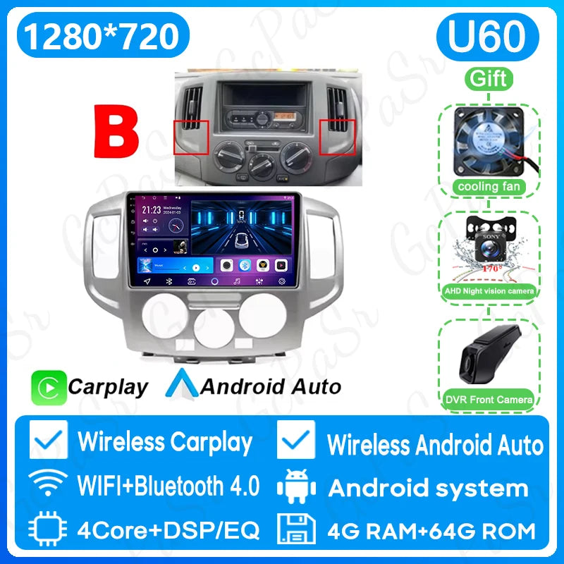 Stereo Car Radio For NISSAN NV200 2011 - 2018 GPS Navigation Android 16 Multimedia Player Carplay Auto 4G WIFI BT No 2din DVD