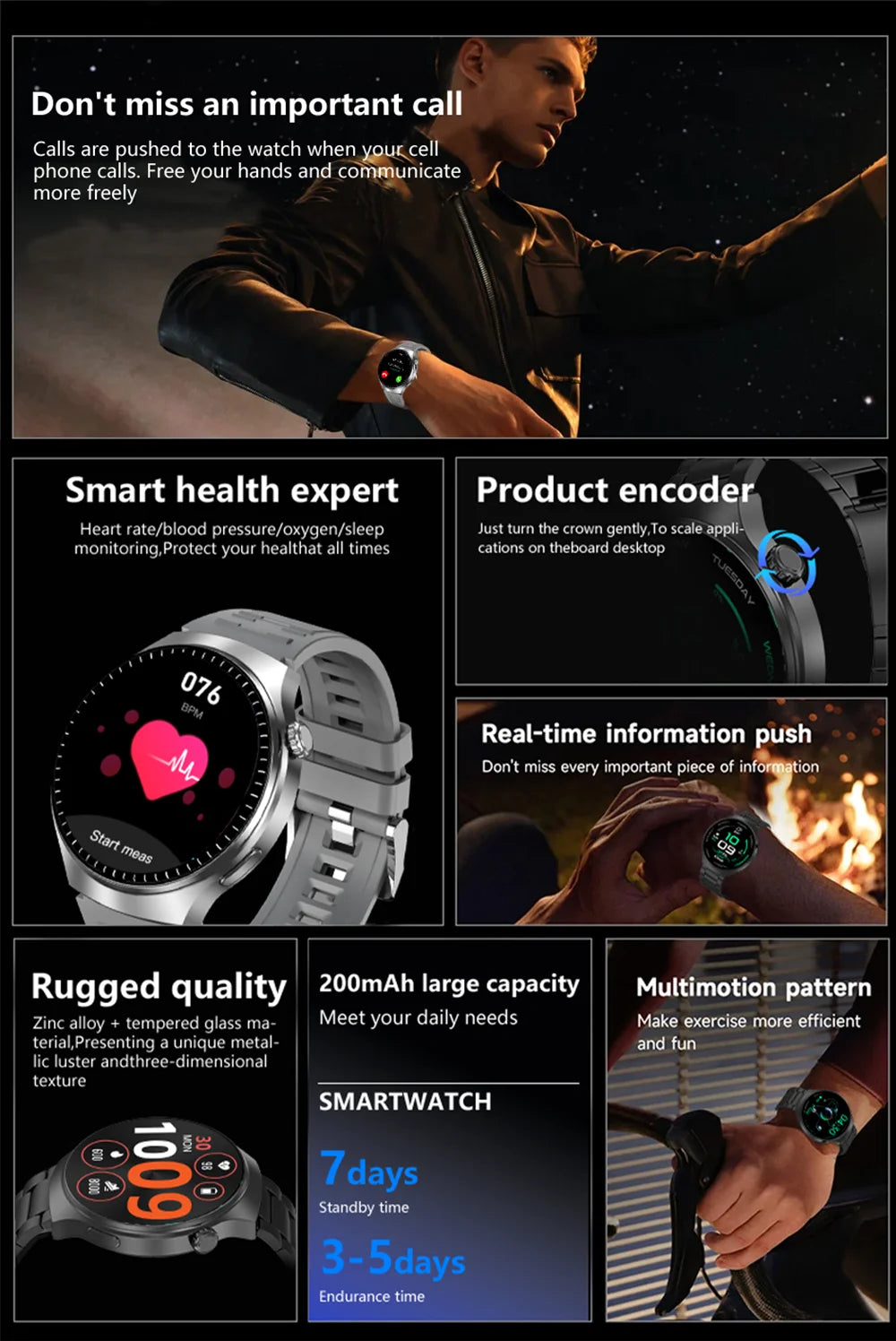 G.L Wear 2026 New Men's Smart Watch HD Display Health Tracking Bluetooth Calling Voice Assistant Sports Smartwatch