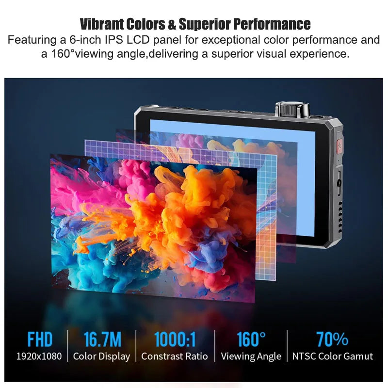 FEELWORLD SC6 6-inch Photography Video Monitor 1500NIT High Brightness 3G SDI HDMI 4K60Hz 1920X1080 IPS Screen Aluminum Shell