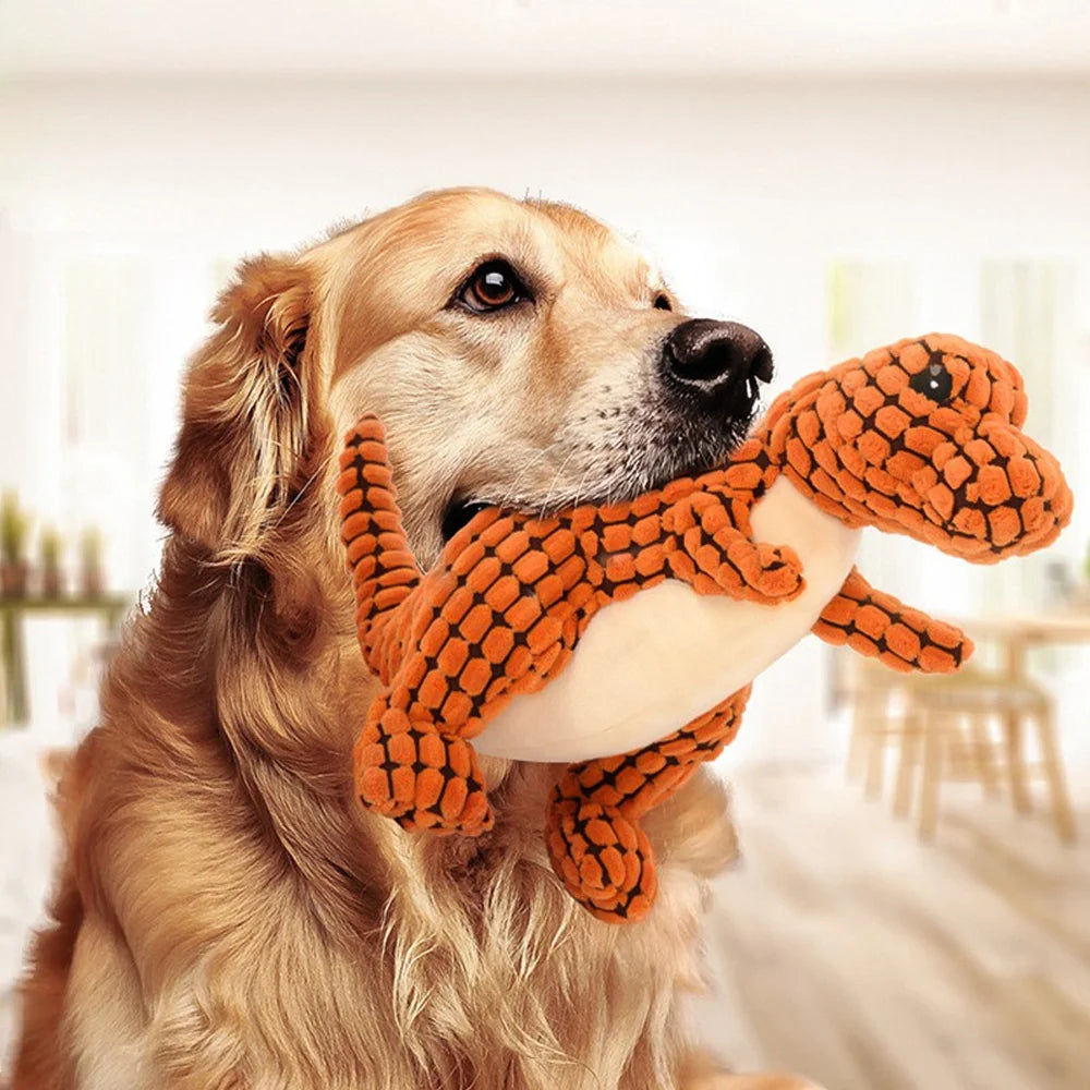 Plush Animal Squeaky Dog Toys - Tiger, Penguin, Fox & More