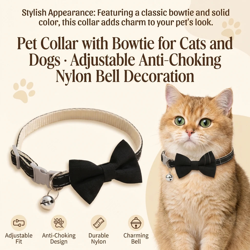 Pet Collar Adjustable 22-28cm Cat Collars Cute Bowknot Necklace Soft Bell Puppy Lead Pet Product Cat Dog Accessories
