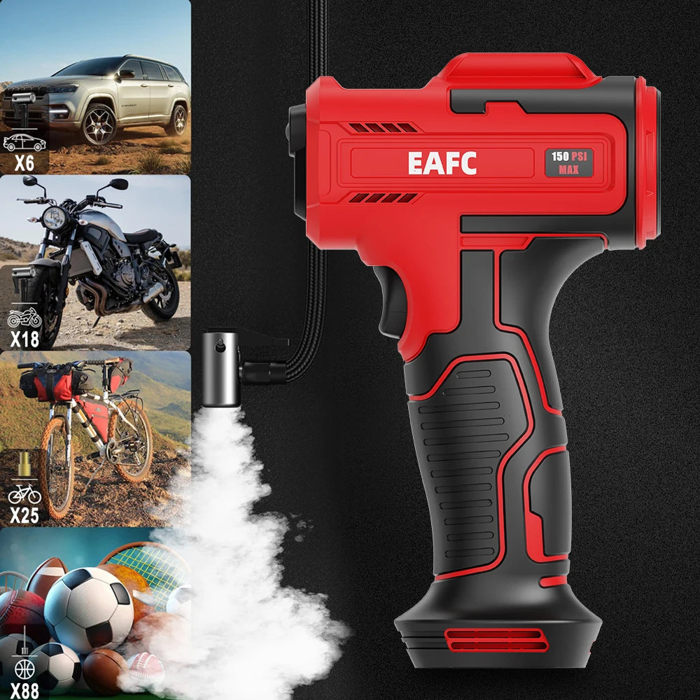 EAFC 4000mAh Car Air Compressor Electric Wireless 150PSI Tire Inflator Pump for Motorcycle Bicycle Boat AUTO Tyre Balls Inflator