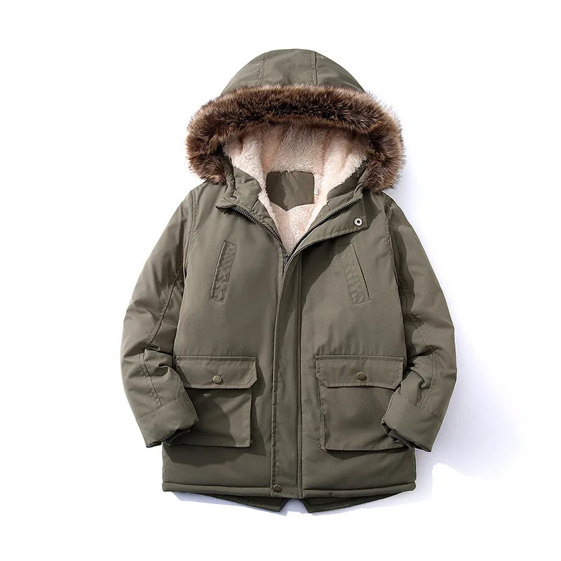 Kids Hooded Puffer Coat with Fur Collar - Mid-Length Winter Jacket - photo 7