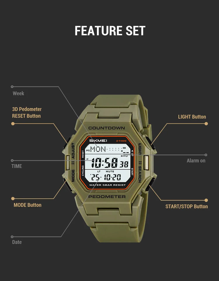 SKMEI 2596 Brand New Men Electronic Watch Fashion Alarm Clock Calendar Chronograph Luminous Digital Watches for Man reloj hombre