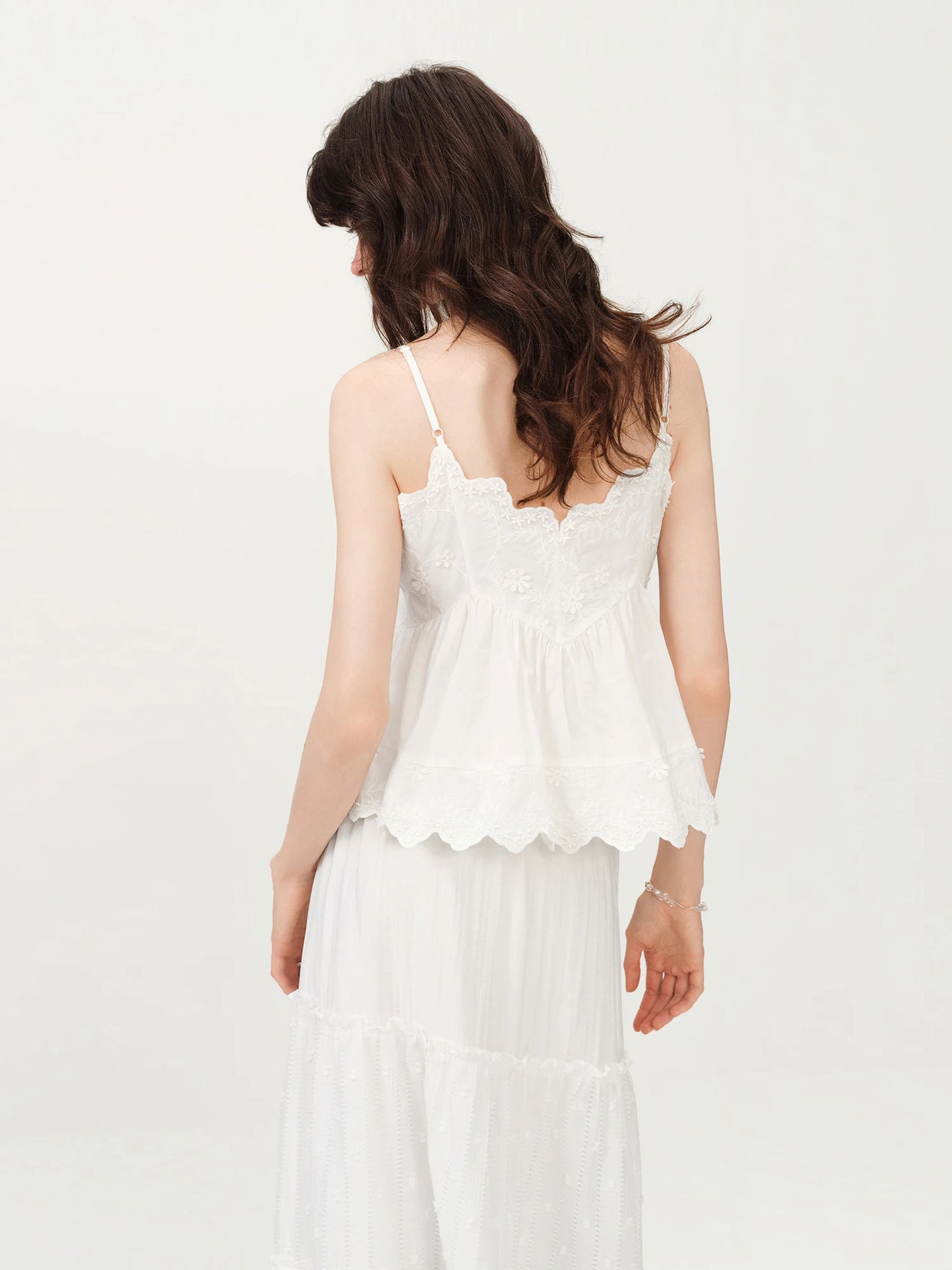 FSLE【L'amour Series】Women's Summer Cotton Embroidered Camisole Tank Chic Inner Layer Lightweight Breathable Casual Elegant Top