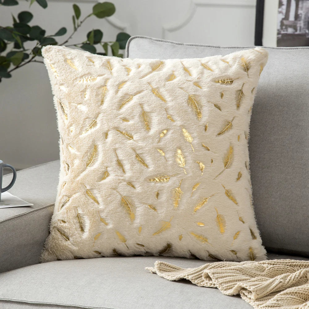Plush Faux Fur Cushion Cover 43x43cm - Golden Fur Decorative Pillow Case - photo 19