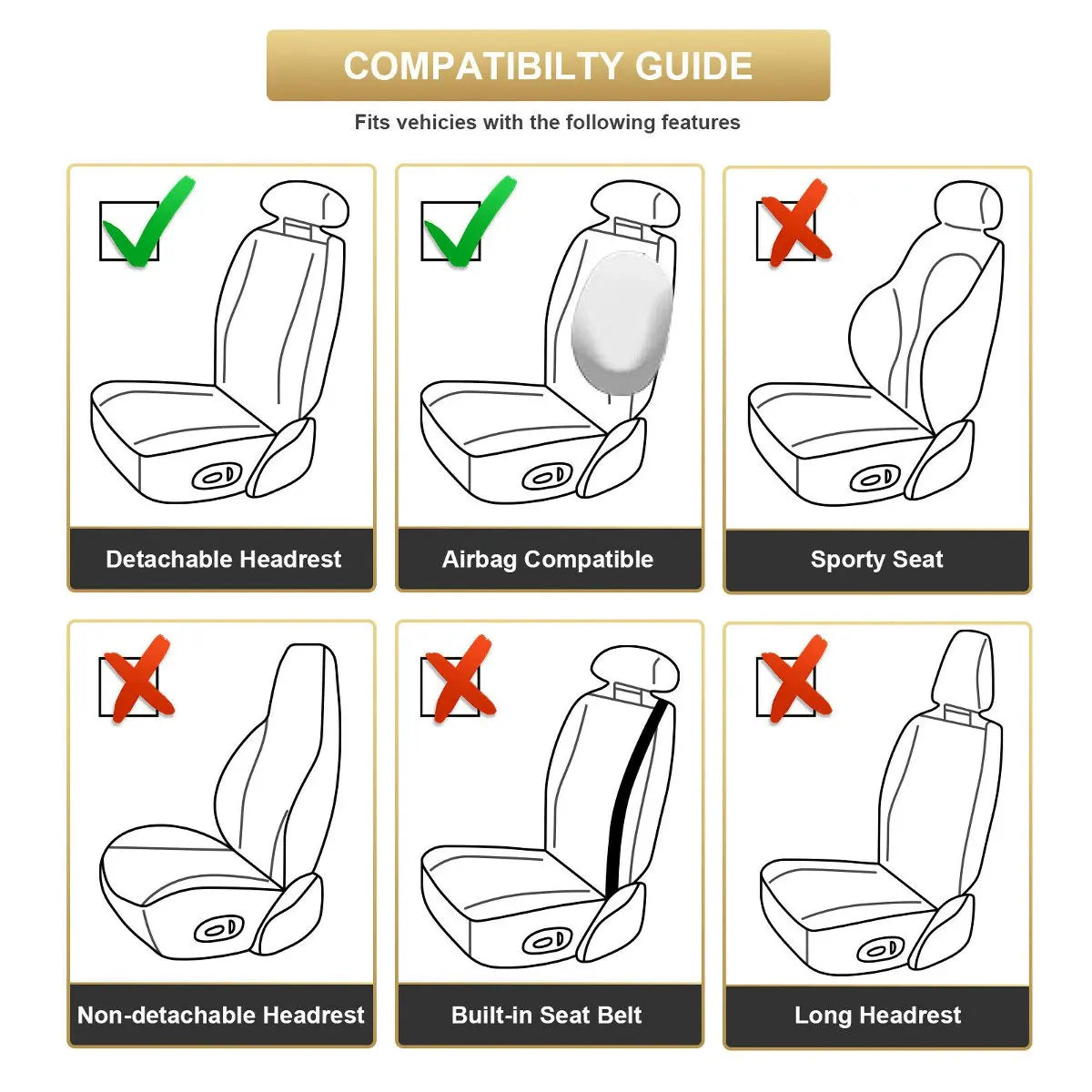 PU Leather Front Car Seat Cover, Universal Cushion Protector