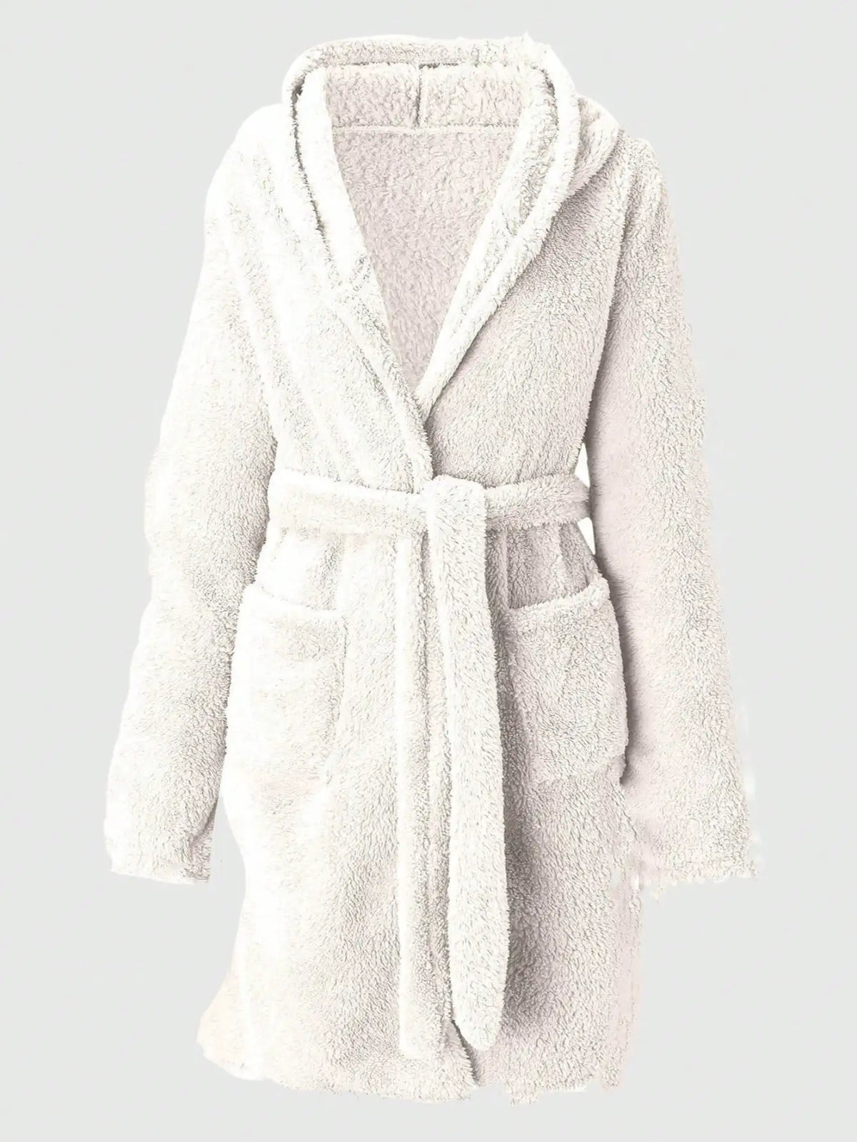Women's Hooded Fleece Robe with Belt